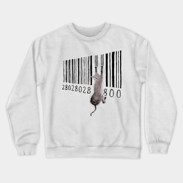 Barcode Cat Crewneck Sweatshirt by TOCOROCOMUGI